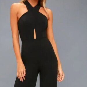 Lulus black jumpsuit, cross cross back
